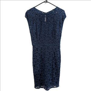 Anthropologie Adrianna Papell Navy Lace Bodycon Midi Dress